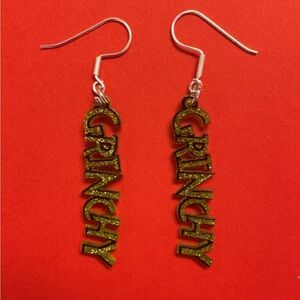 Grinch (GRINCHY) Earrings .925 earrings wire 💚❤️ SUPER CUTE❣️